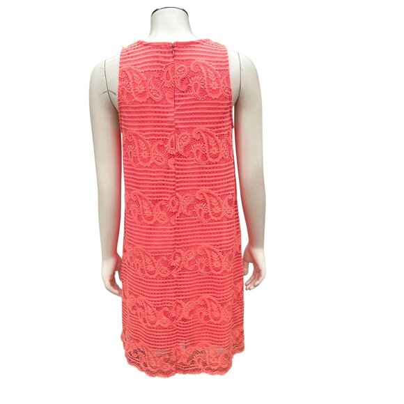 Alya Coral Lace Shift Dress Scalloped Hem Sleeveless Boho Mini Summer Fit - Picture 6 of 13